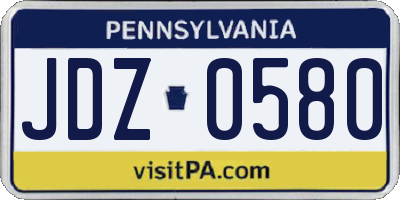 PA license plate JDZ0580