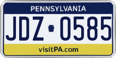 PA license plate JDZ0585