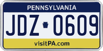 PA license plate JDZ0609