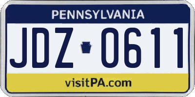 PA license plate JDZ0611