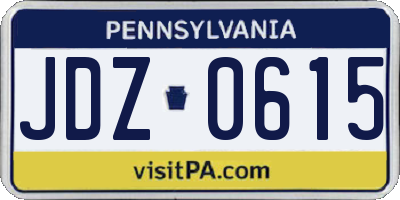 PA license plate JDZ0615