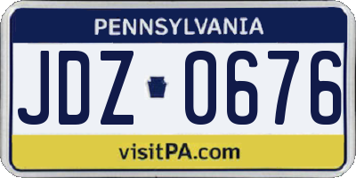 PA license plate JDZ0676