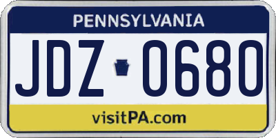 PA license plate JDZ0680