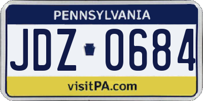PA license plate JDZ0684
