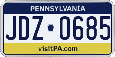 PA license plate JDZ0685