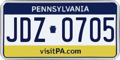 PA license plate JDZ0705