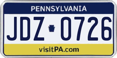 PA license plate JDZ0726