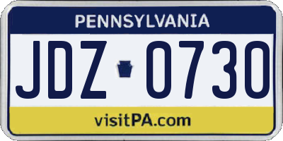 PA license plate JDZ0730