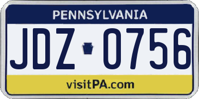 PA license plate JDZ0756