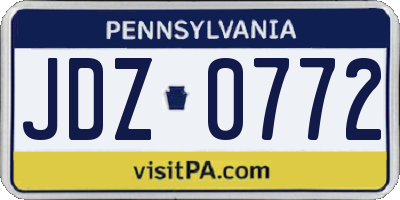 PA license plate JDZ0772