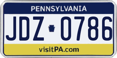 PA license plate JDZ0786