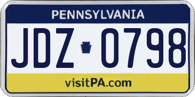 PA license plate JDZ0798