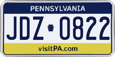 PA license plate JDZ0822