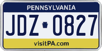 PA license plate JDZ0827