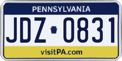 PA license plate JDZ0831