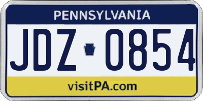 PA license plate JDZ0854
