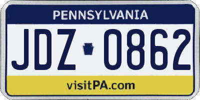 PA license plate JDZ0862