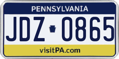PA license plate JDZ0865