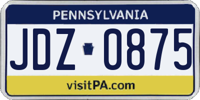 PA license plate JDZ0875