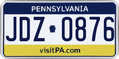 PA license plate JDZ0876