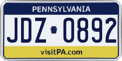 PA license plate JDZ0892