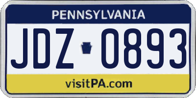 PA license plate JDZ0893