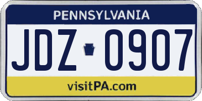 PA license plate JDZ0907