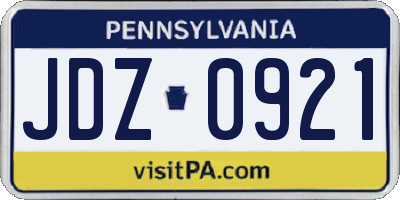 PA license plate JDZ0921