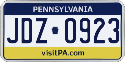 PA license plate JDZ0923