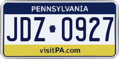 PA license plate JDZ0927