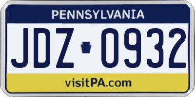 PA license plate JDZ0932
