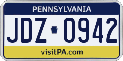 PA license plate JDZ0942