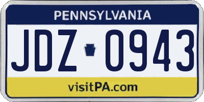 PA license plate JDZ0943