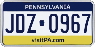 PA license plate JDZ0967