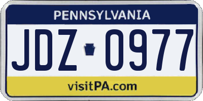 PA license plate JDZ0977