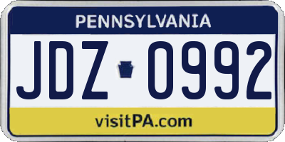 PA license plate JDZ0992
