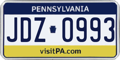 PA license plate JDZ0993