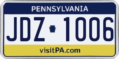 PA license plate JDZ1006
