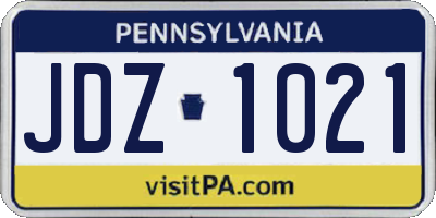 PA license plate JDZ1021