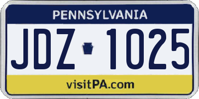 PA license plate JDZ1025