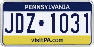 PA license plate JDZ1031