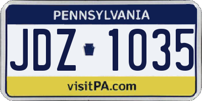 PA license plate JDZ1035