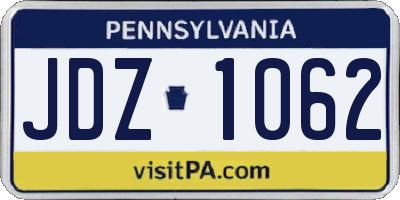 PA license plate JDZ1062