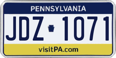 PA license plate JDZ1071