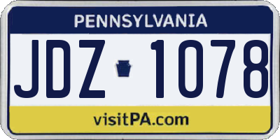 PA license plate JDZ1078