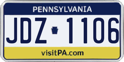 PA license plate JDZ1106