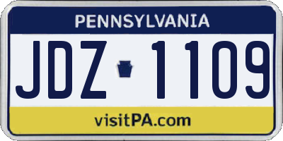 PA license plate JDZ1109