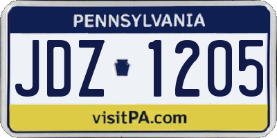 PA license plate JDZ1205