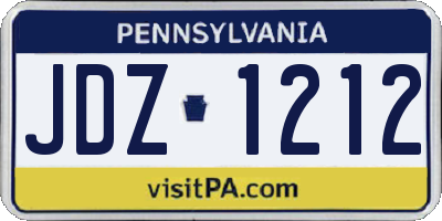PA license plate JDZ1212