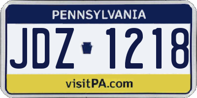 PA license plate JDZ1218